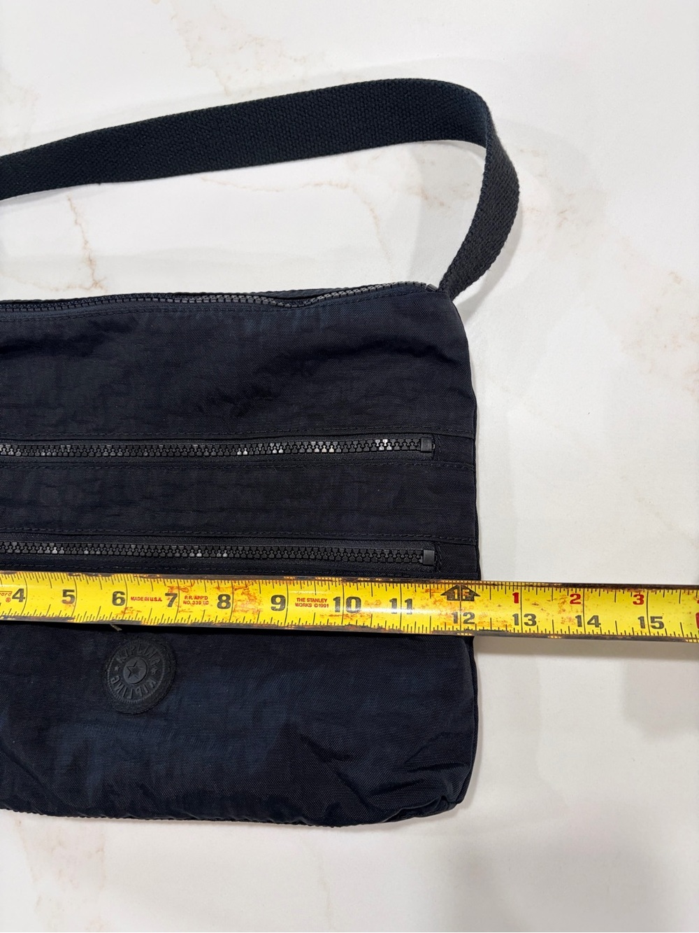 Kipling Black Compact Crossbody Bag with adjustable strap and 5 zipper pockets - Picture 7 of 8